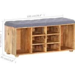 vidaXL Halbankje 100x35x47 cm massief mangohout