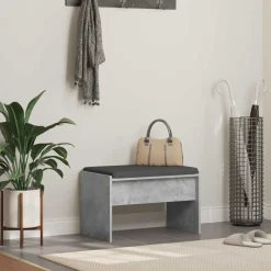 vidaXL Halbank met kussen Beton Grijs 63 x 38 x 40 cm