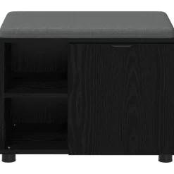 vidaXL Halbank met kussen met plank Zwarte Eik 60 x 38 x 46 cm