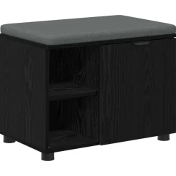 vidaXL Halbank met kussen met plank Zwarte Eik 60 x 38 x 46 cm