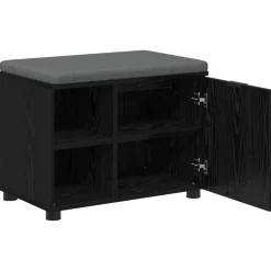 vidaXL Halbank met kussen met plank Zwarte Eik 60 x 38 x 46 cm