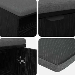 vidaXL Halbank met kussen met plank Zwarte Eik 60 x 38 x 46 cm