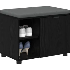 vidaXL Halbank met kussen met plank Zwarte Eik 60 x 38 x 46 cm