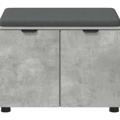 vidaXL Halbank met kussen met plank Beton Grijs 60 x 38 x 46 cm