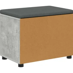 vidaXL Halbank met kussen met plank Beton Grijs 60 x 38 x 46 cm
