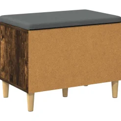 vidaXL Halbank met kussen met opslag Gerookte Eik 60 x 38 x 46 cm