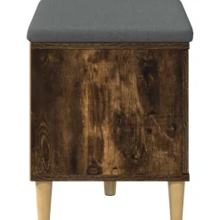 vidaXL Halbank met kussen met opslag Gerookte Eik 60 x 38 x 46 cm