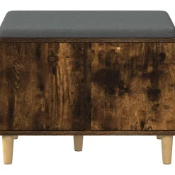 vidaXL Halbank met kussen met opslag Gerookte Eik 60 x 38 x 46 cm