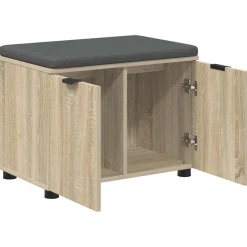 vidaXL Halbank met kussen met plank Zwarte Eik 60 x 38 x 46 cm