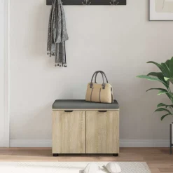 vidaXL Halbank met kussen met plank Zwarte Eik 60 x 38 x 46 cm