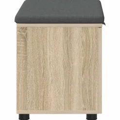 vidaXL Halbank met kussen met plank Zwarte Eik 60 x 38 x 46 cm