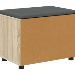 vidaXL Halbank met kussen met plank Zwarte Eik 60 x 38 x 46 cm