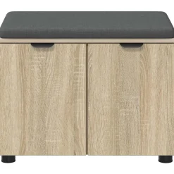 vidaXL Halbank met kussen met plank Zwarte Eik 60 x 38 x 46 cm