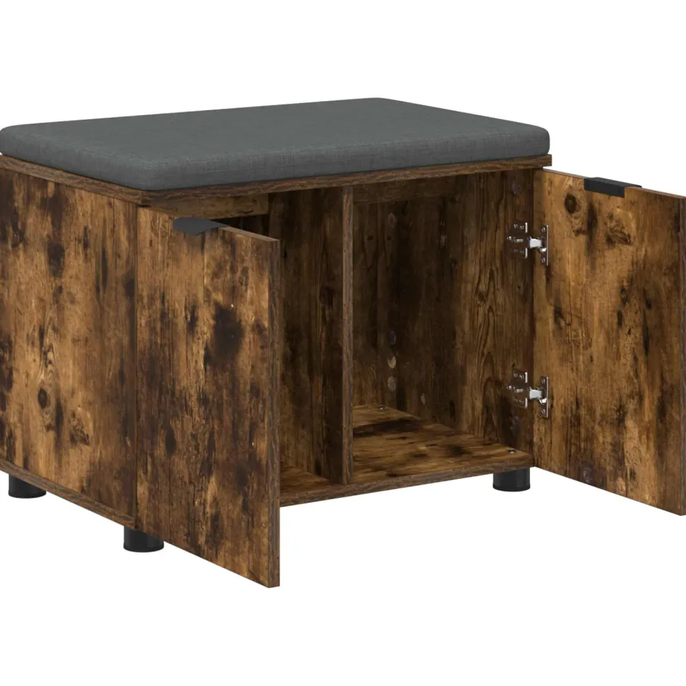 vidaXL Halbank met kussen met plank Gerookte Eik 60 x 38 x 46 cm