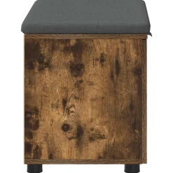 vidaXL Halbank met kussen met plank Gerookte Eik 60 x 38 x 46 cm