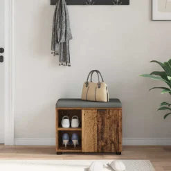 vidaXL Halbank Oudhout 60 x 38 x 46 cm Geïndustrialiseerd hout en stof