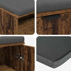 vidaXL Halbank Oudhout 60 x 38 x 46 cm Geïndustrialiseerd hout en stof