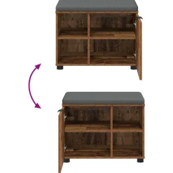 vidaXL Halbank Oudhout 60 x 38 x 46 cm Geïndustrialiseerd hout en stof