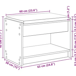 vidaXL Halbank Sonoma Eiken 63 x 38 x 45 cm