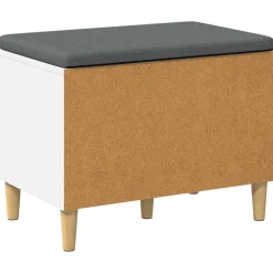 vidaXL Halbank Wit 60 x 38 x 46 cm Bewerkt hout en stof