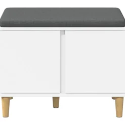 vidaXL Halbank Wit 60 x 38 x 46 cm Bewerkt hout en stof