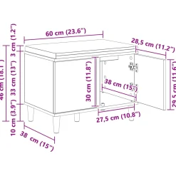 vidaXL Halbank Wit 60 x 38 x 46 cm Bewerkt hout en stof