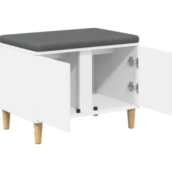 vidaXL Halbank Wit 60 x 38 x 46 cm Bewerkt hout en stof
