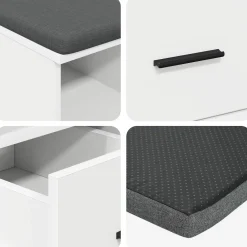 vidaXL Halbank Wit 60 x 38 x 46 cm Geïndustrialiseerd hout en stof