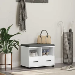 vidaXL Halbank Wit 60 x 38 x 46 cm Geïndustrialiseerd hout en stof