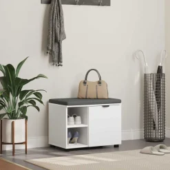 vidaXL Halbank Wit 60 x 38 x 46 cm Geïndustrialiseerd hout en stof