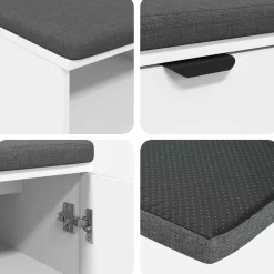 vidaXL Halbank Wit 60 x 38 x 46 cm Geïndustrialiseerd hout en stof