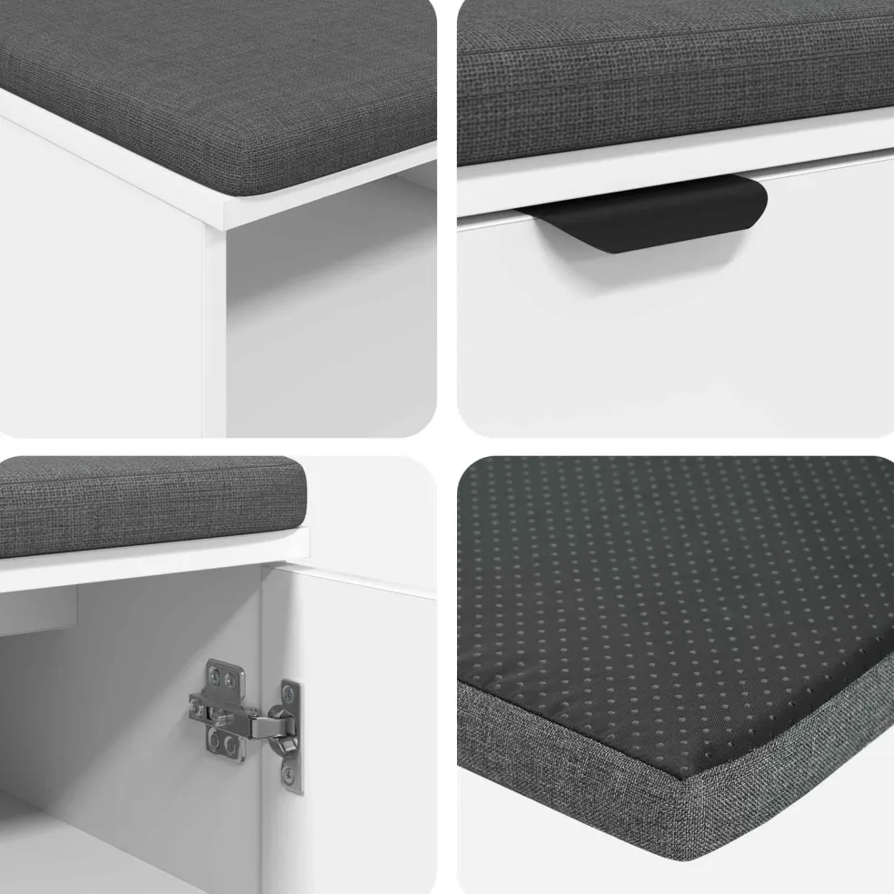 vidaXL Halbank Wit 60 x 38 x 46 cm Geïndustrialiseerd hout en stof