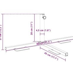 vidaXL Half Parasol Basis Frame Zwart Staal for 32-38 mm Pole