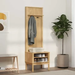 vidaXL Halkast FLORO Wasbruin 50 x 40 x 158 cm Massief Vurenhout