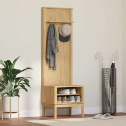 vidaXL Halkast FLORO Wasbruin 50 x 40 x 158 cm Massief Vurenhout