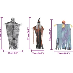 vidaXL Halloween Hangende Spook 3 st Multikleur 61 x 97 cm Polyester