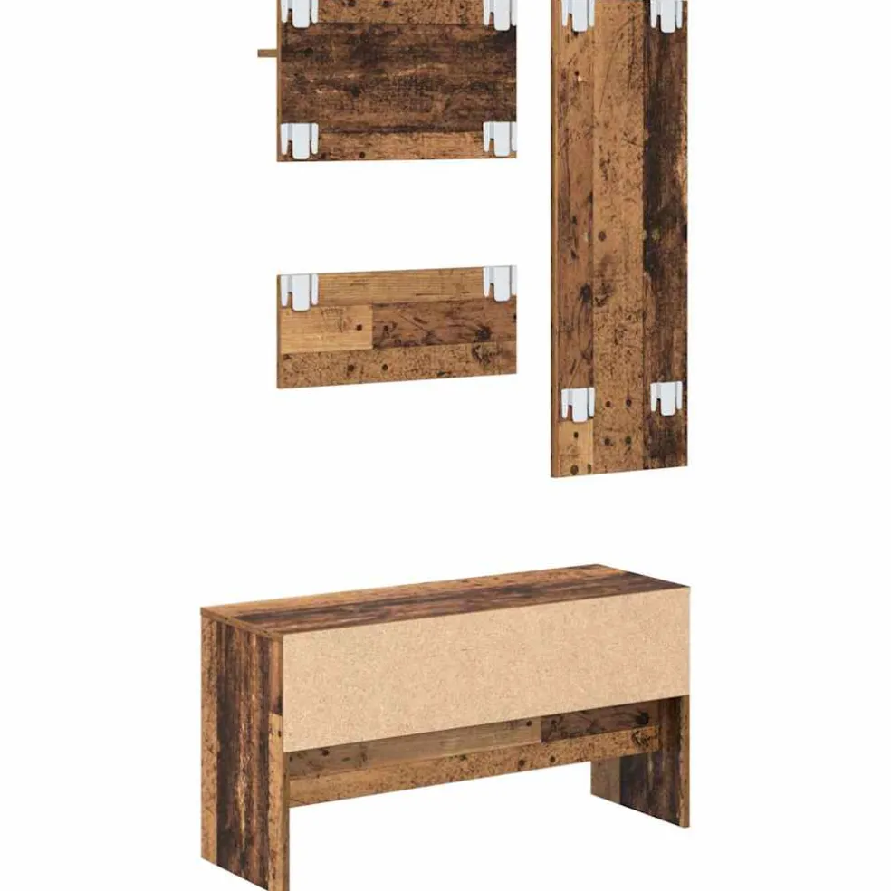 vidaXL Halmeubelset 4 st Oudhout 90 x 31 x 46,5 cm Bewerkt hout