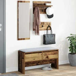 vidaXL Halmeubelset 4 st Oudhout 90 x 31 x 46,5 cm Bewerkt hout