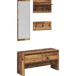 vidaXL Halmeubelset 4 st Oudhout 90 x 31 x 46,5 cm Bewerkt hout