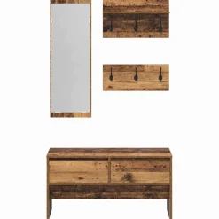 vidaXL Halmeubelset 4 st Oudhout 90 x 31 x 46,5 cm Bewerkt hout