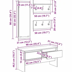 vidaXL Halmeubelset 4 st Oudhout 90 x 31 x 46,5 cm Bewerkt hout