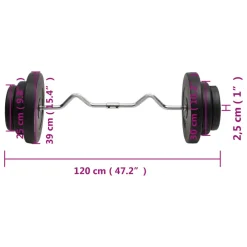 vidaXL Halter gebogen met gewichten 60 kg