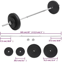 vidaXL Halter met gewichten 30 kg