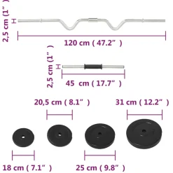 vidaXL Halterset met gewichten curl 60 kg
