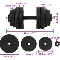 vidaXL Halters 2x15 kg