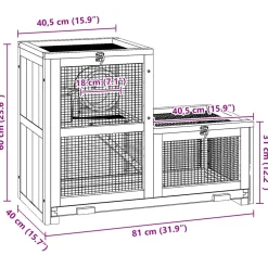 vidaXL Hamsterkooi 81x40x60 cm massief vurenhout