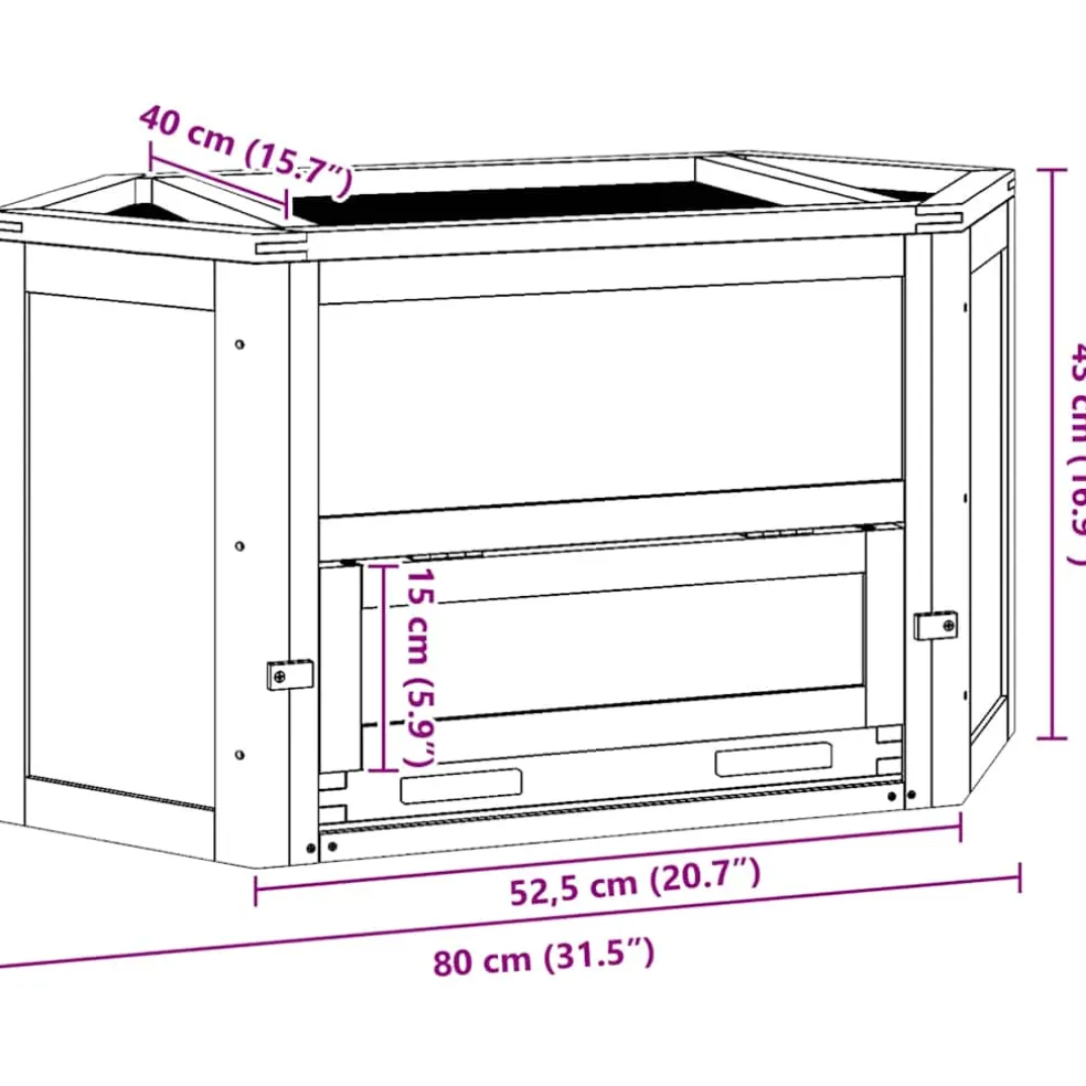 vidaXL Hamsterkooi 80x40x43 cm massief vurenhout