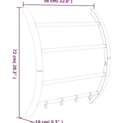 vidaXL Handdoekenrek met haken 56x16x72 cm aluminium zilverkleurig