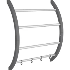 vidaXL Handdoekenrek met haken 56x16x72 cm aluminium zilverkleurig
