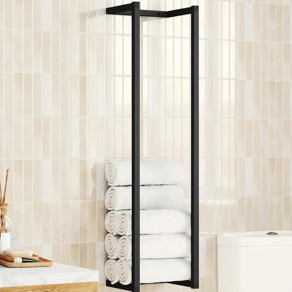 vidaXL Handdoekenrek 25x20x95 cm ijzer zwart